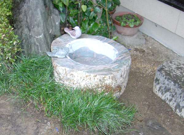 鳥水鉢オブジェ製作